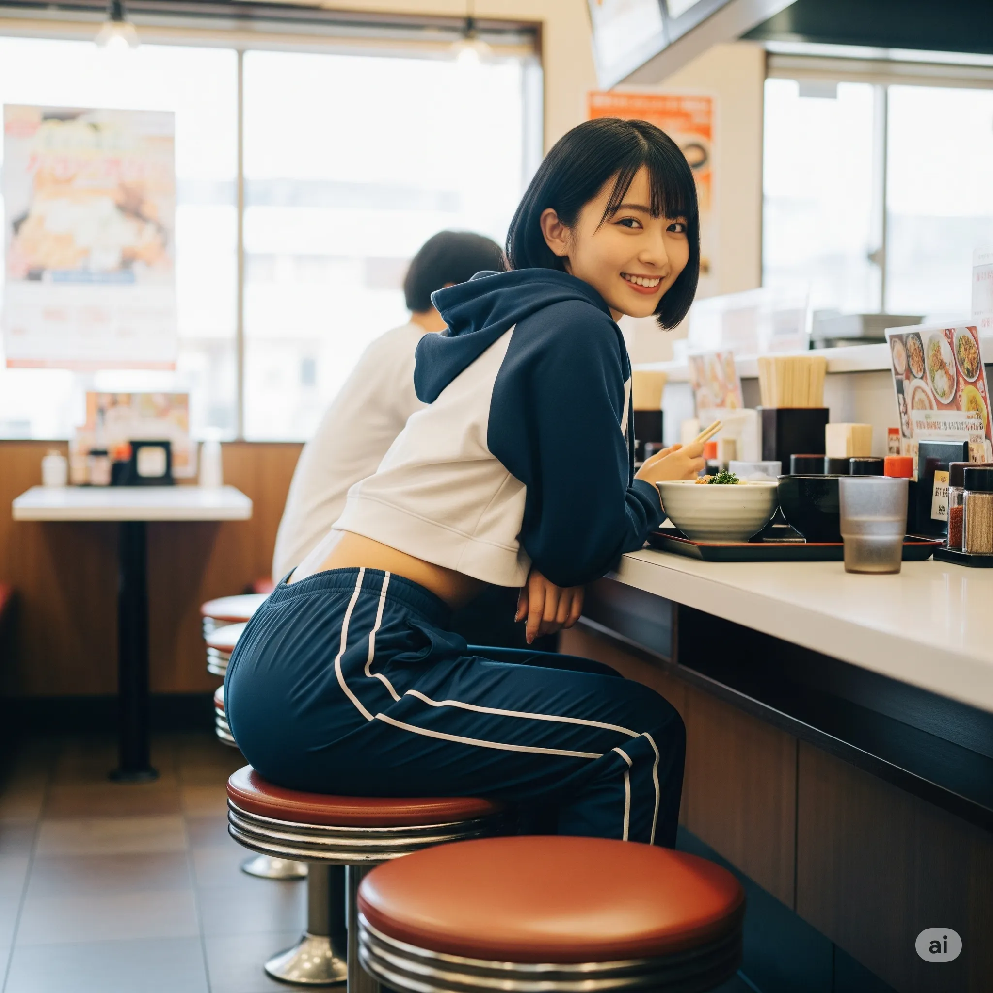 ネイビージャージ女子の見返り尻 054