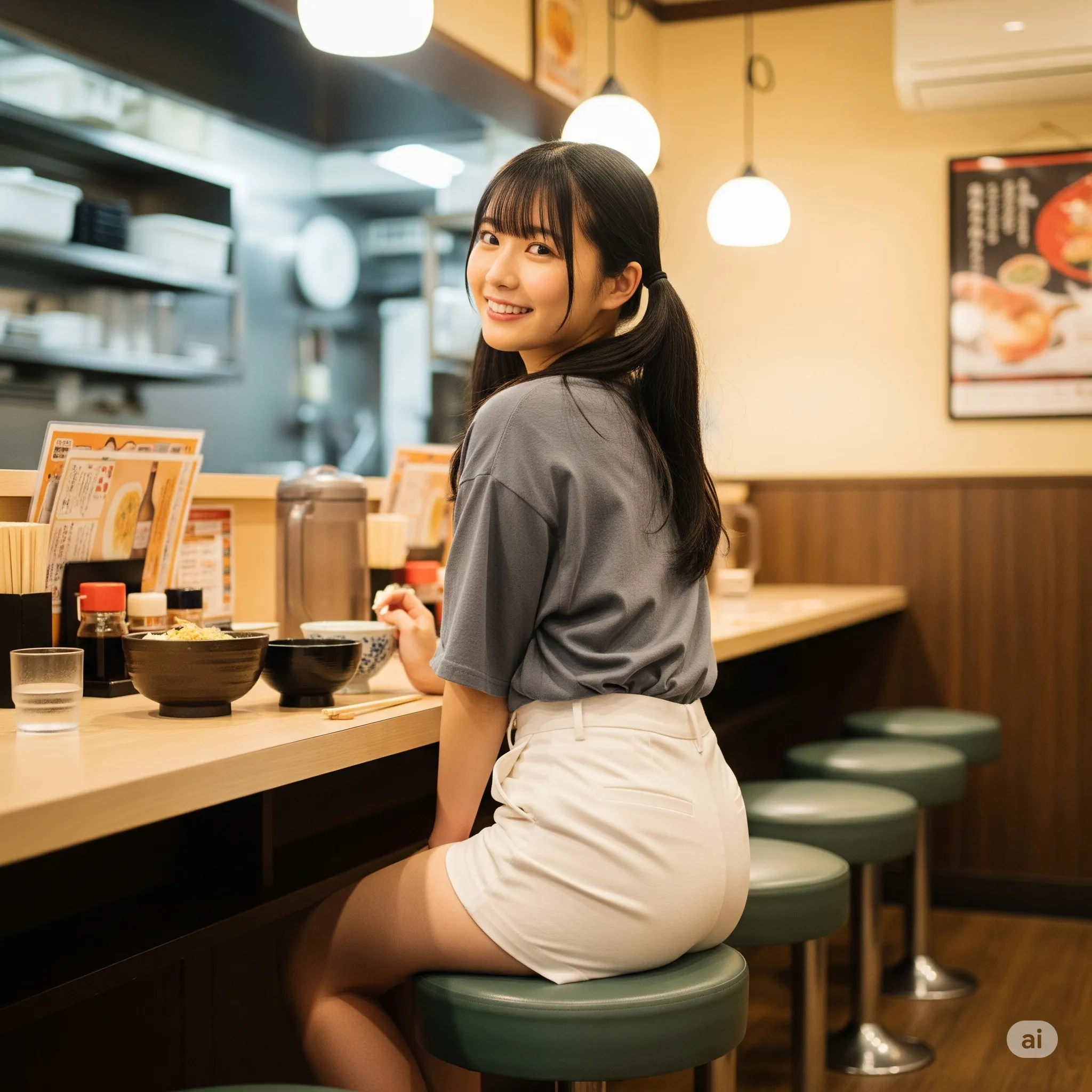 ユルジャージ女子のカウンター尻ショット 081