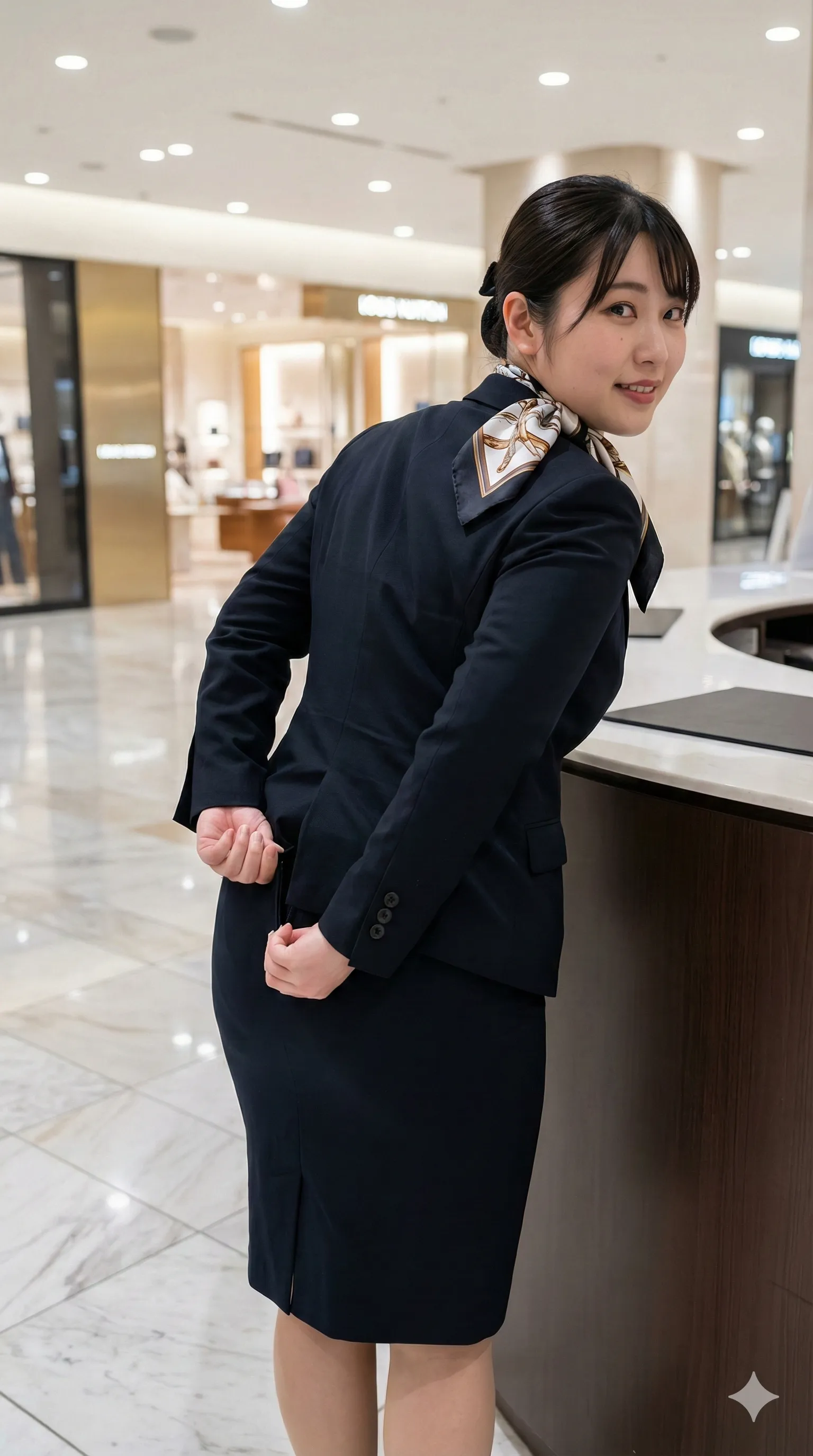 バックショットで際立つ、ハイヒールから続く脚線美