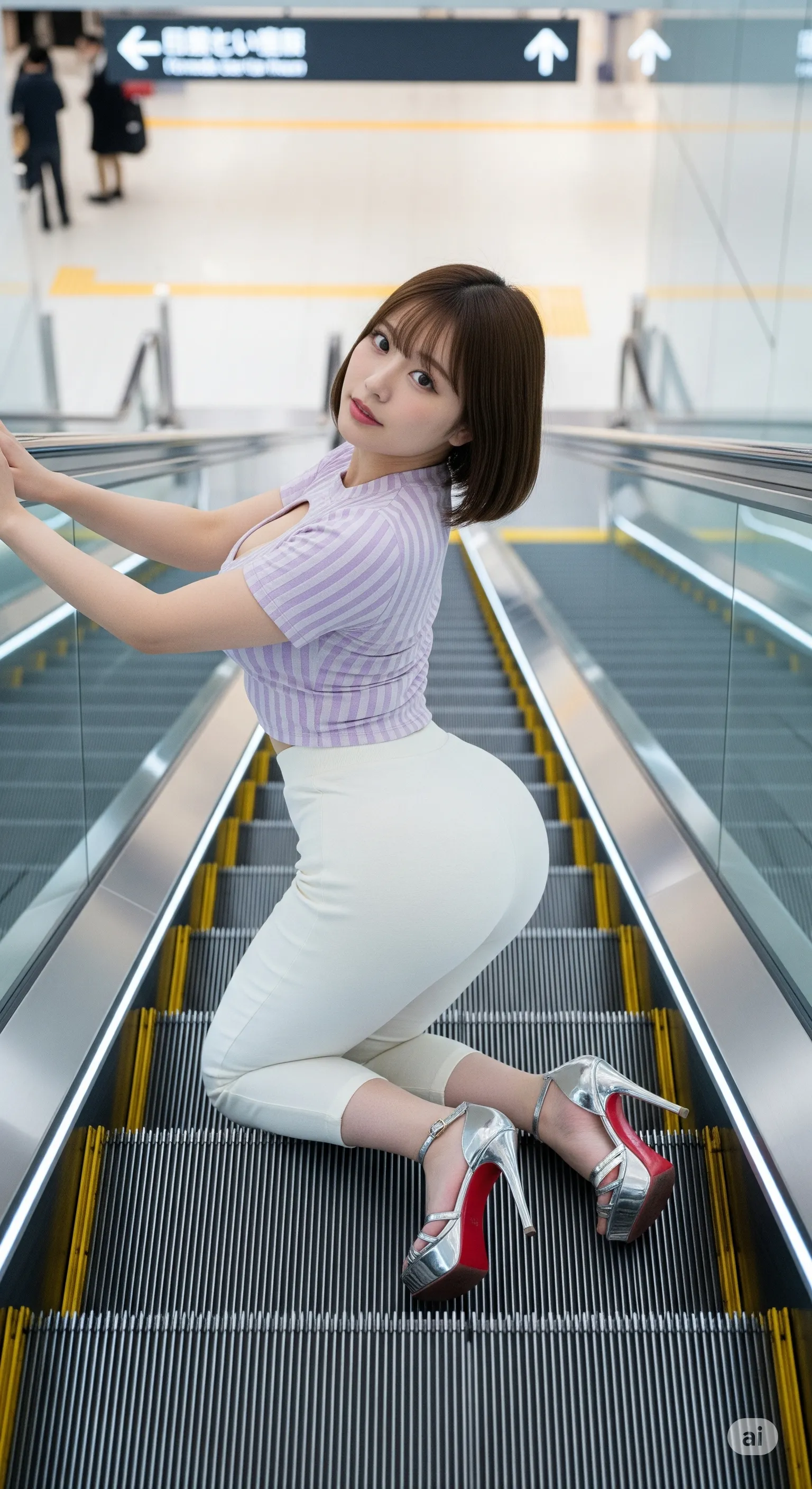 ギャルファッション美女の尻ラインが映える真後ろカット 014