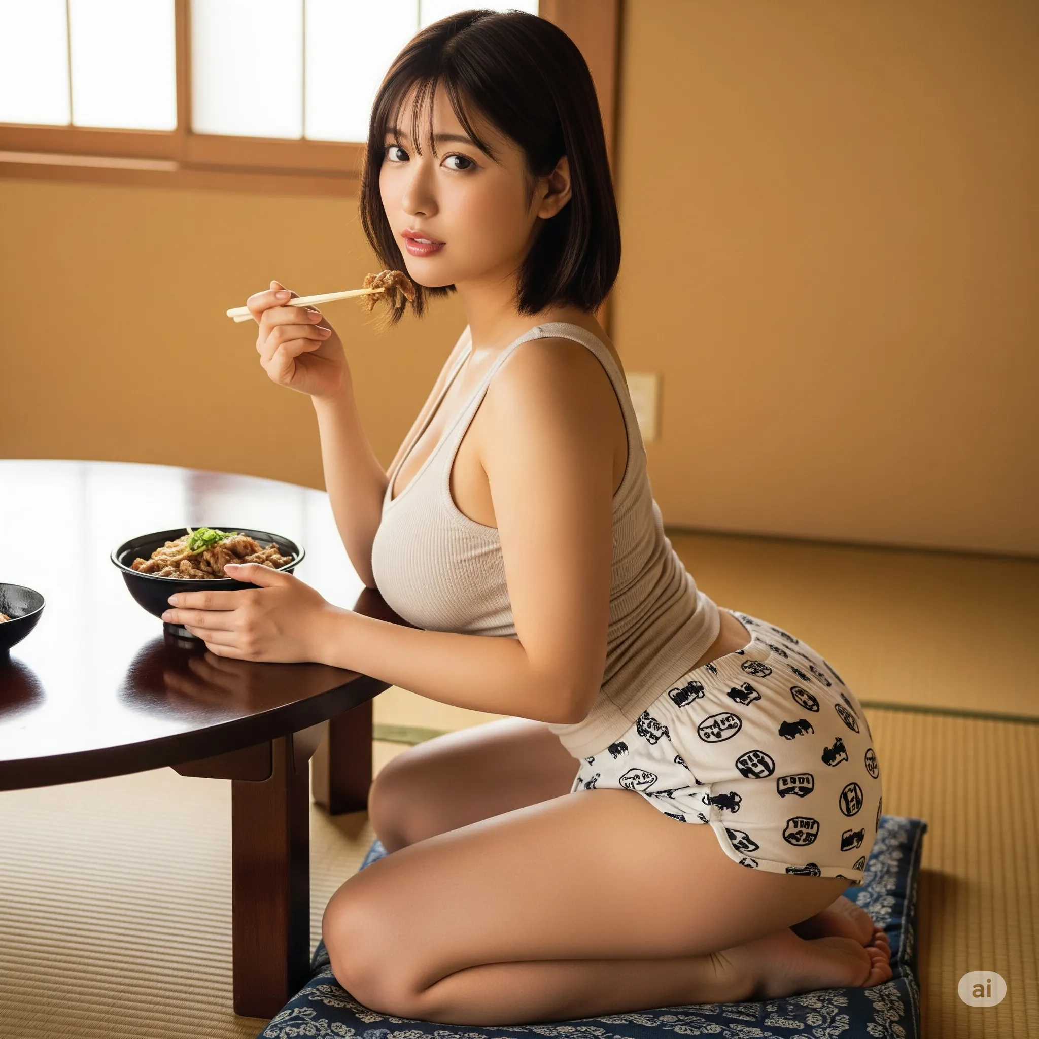 牛丼の紅生姜のように鮮やかな色のパンティーを穿いた美女グラビア