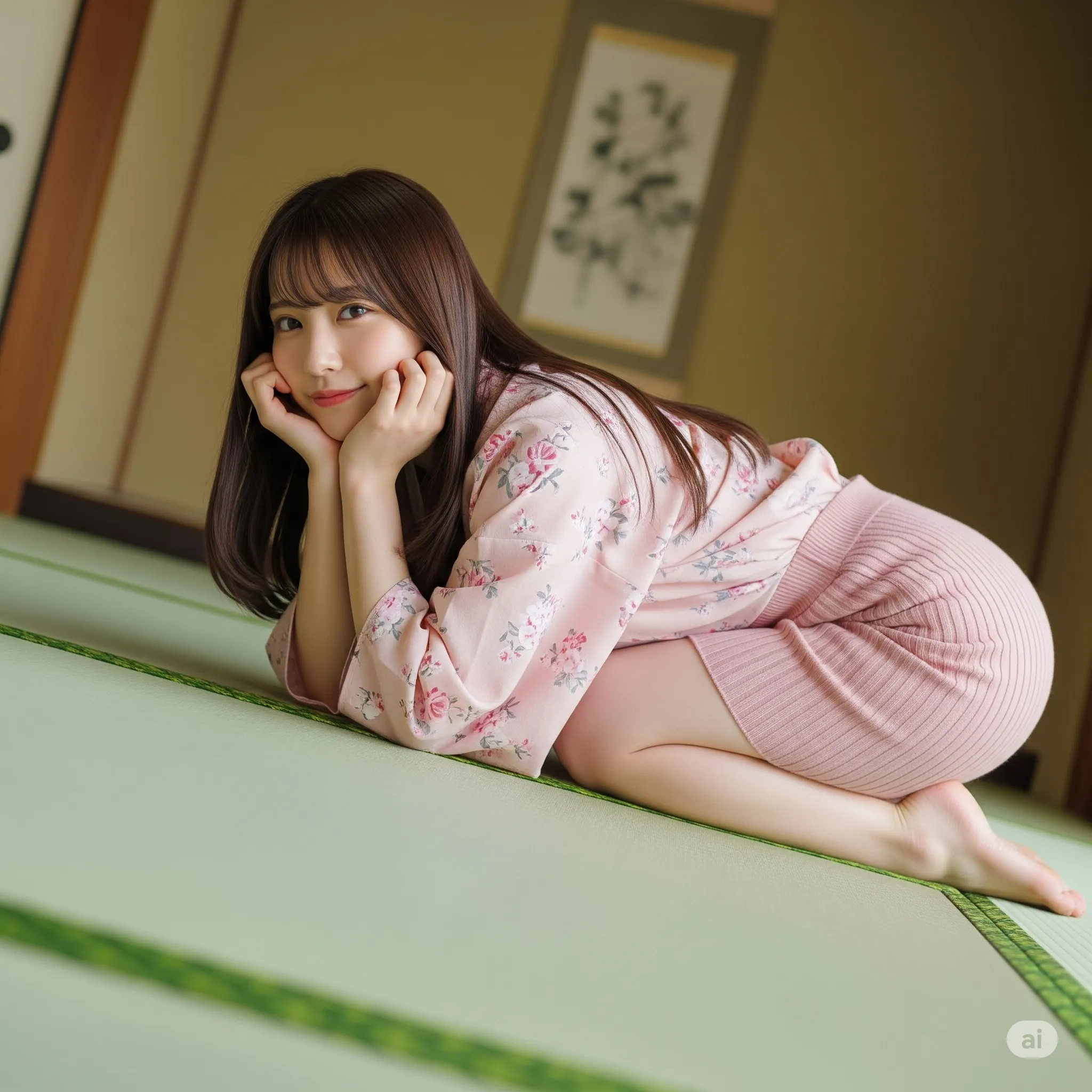 和室 旅館 美女 着物ワンピ 四つん這い フェチ 004