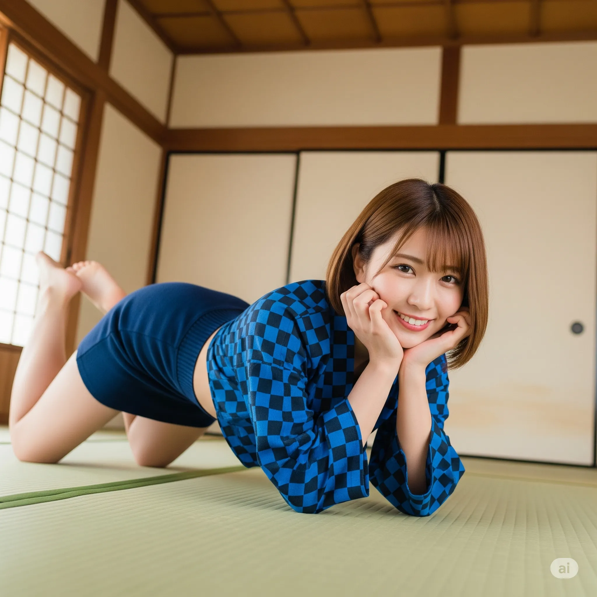 和室 四つん這い 和柄ワンピ 着物グラビア 024