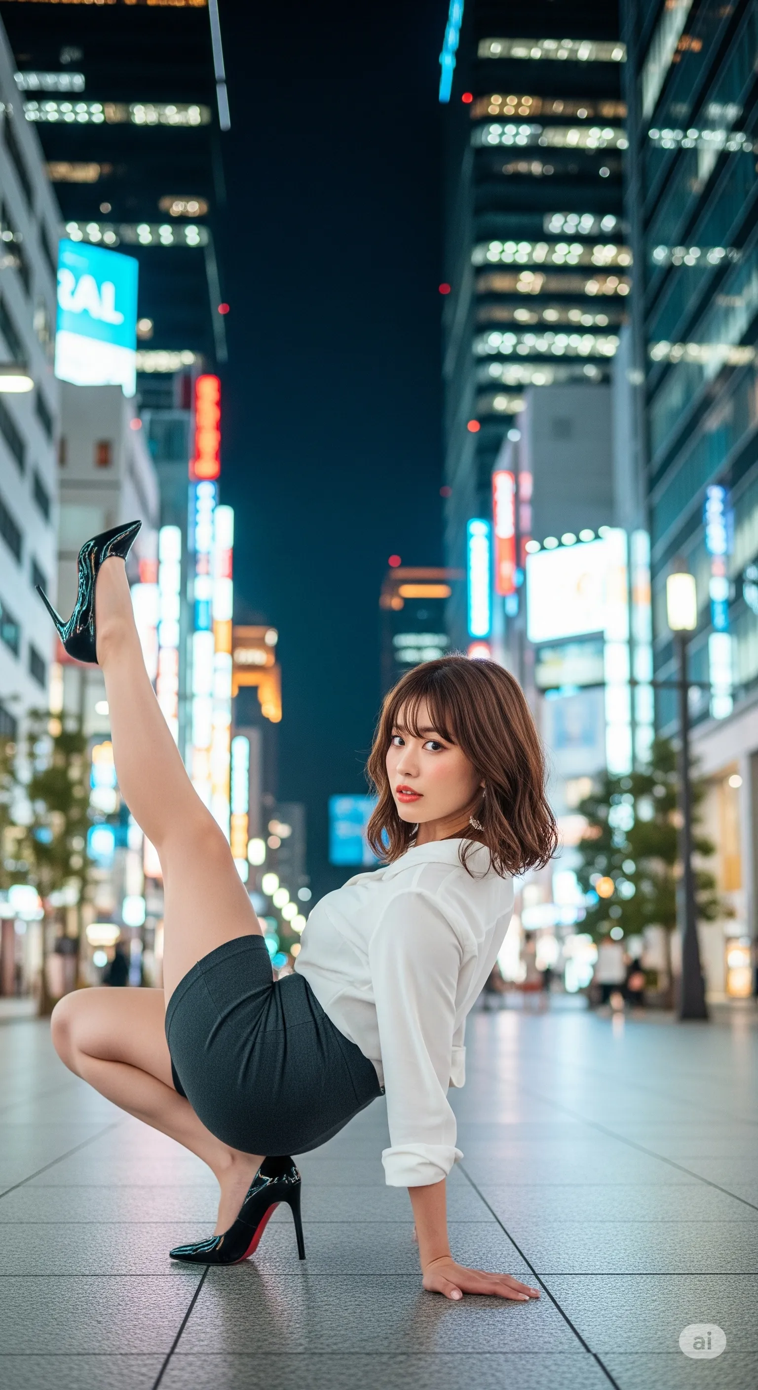 夜景を見下ろしながら、無防備に晒す後ろ姿