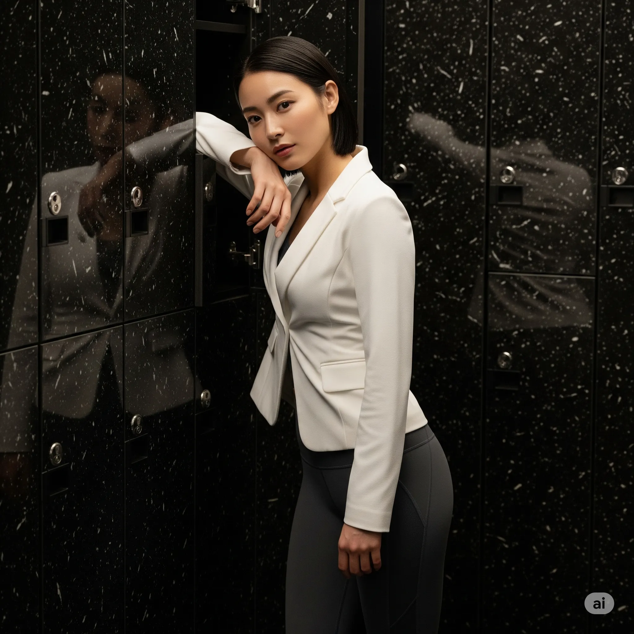 仕事帰りにジムに通うOL美女の生着替えエロ画像集｜スーツからタイトウェアへのフェティシズム