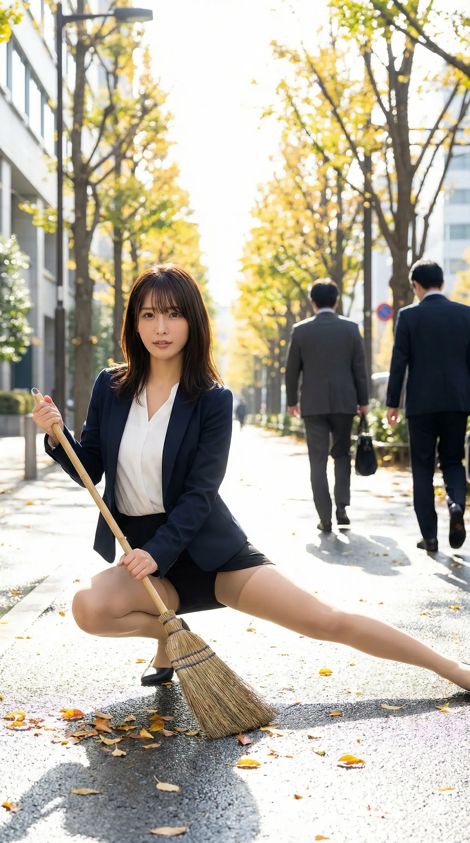 OLスーツ美女たちの日常微エロ画像｜屋外での掃除姿から溢れ出る尻＆開脚フェチセクシーグラビア集