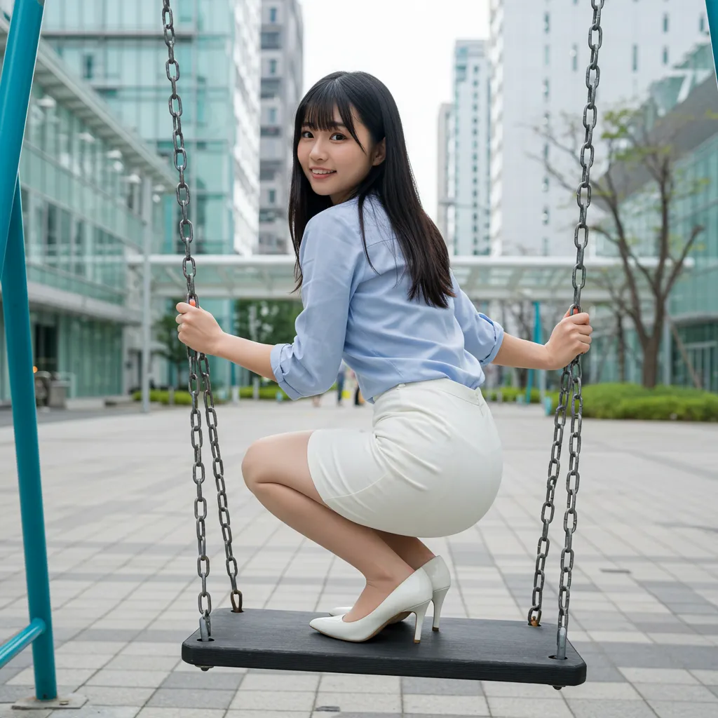 OL ブランコ 見返り美尻 タイトスカート 019