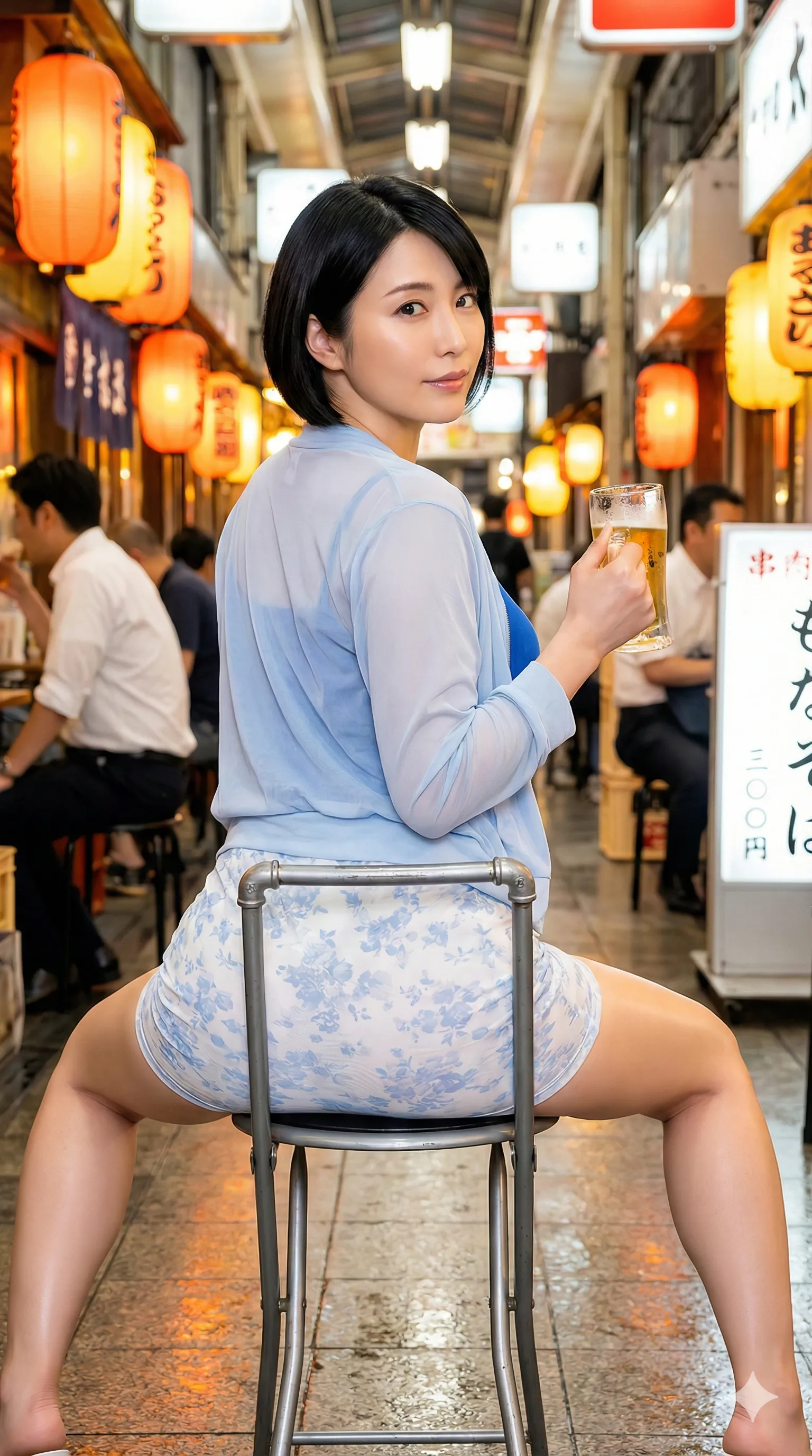 レースのワンピース越しに伝わる体温|商店街での背徳尻フェチ写真