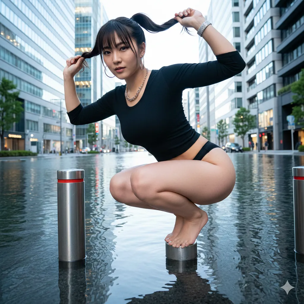 水面越しに見えるお尻の輪郭|尻フェチに捧げる都会の絶景エロ画像