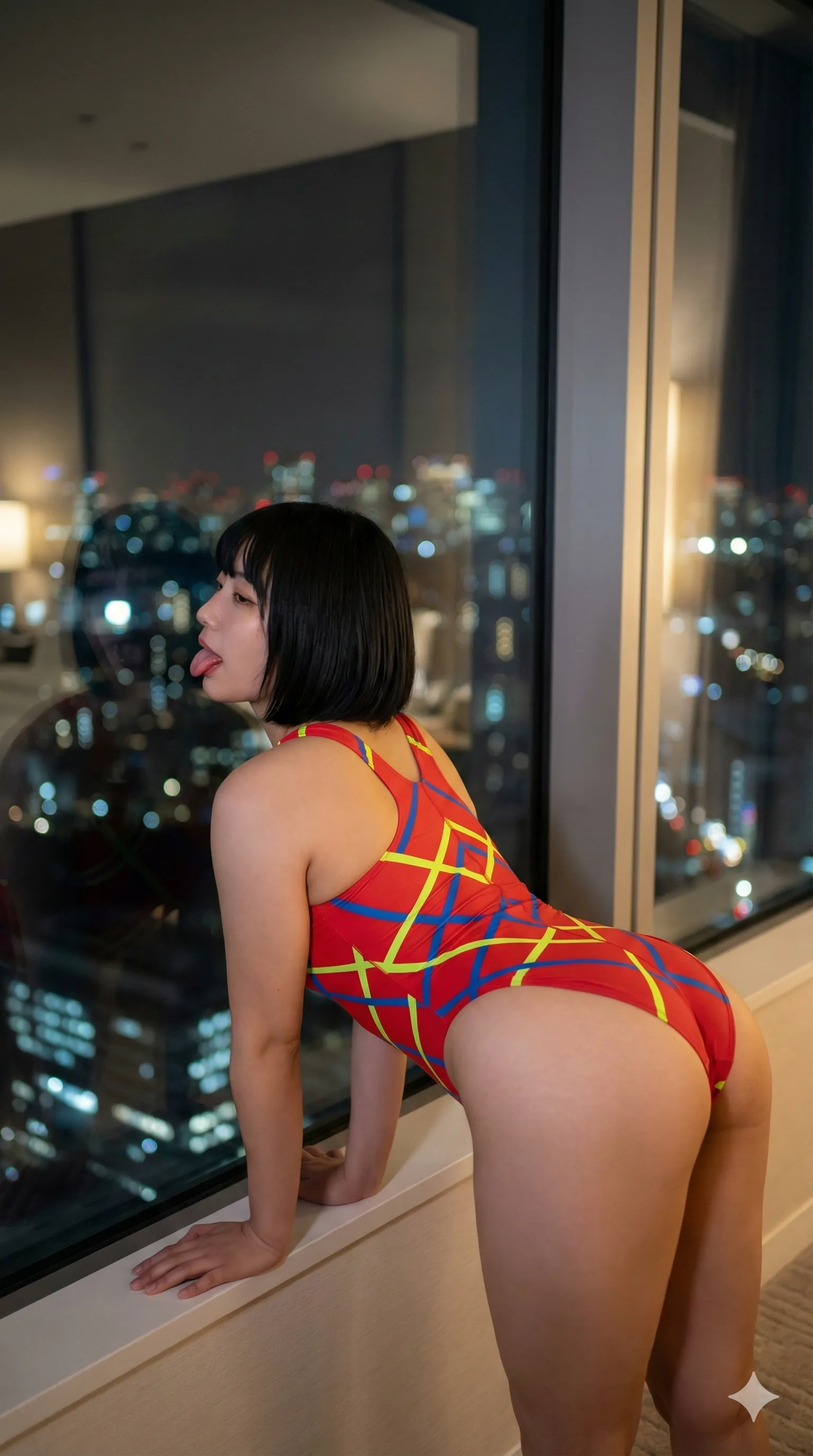 熟女 競泳水着 夜景ホテル グラビアフェチ 070