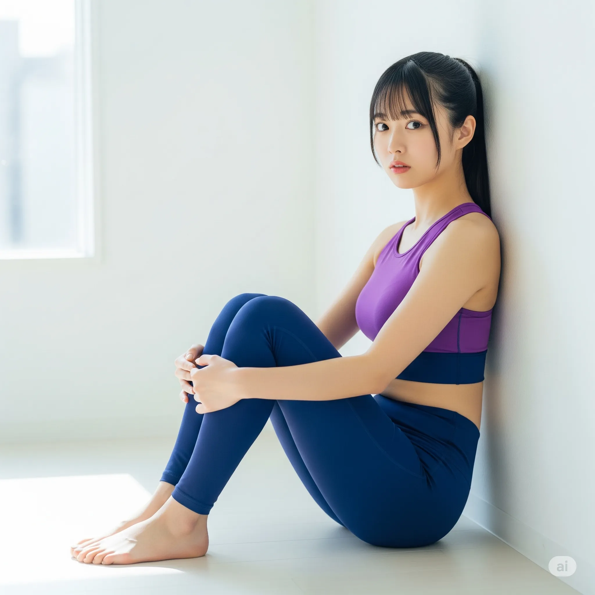 床座りポーズで強調される美尻&細腰ライン